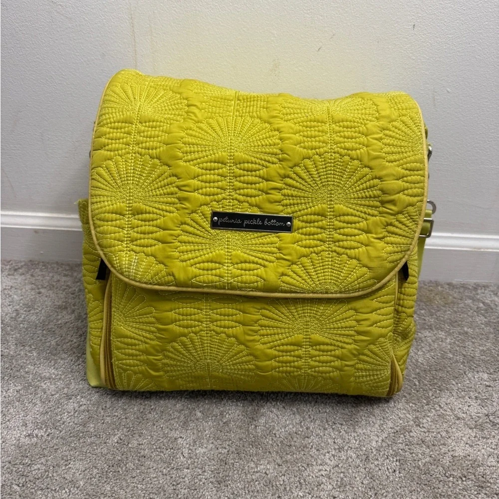 Petunia Pickle Bottom Boxy Backpack Diaper Bag Yellow Quilted